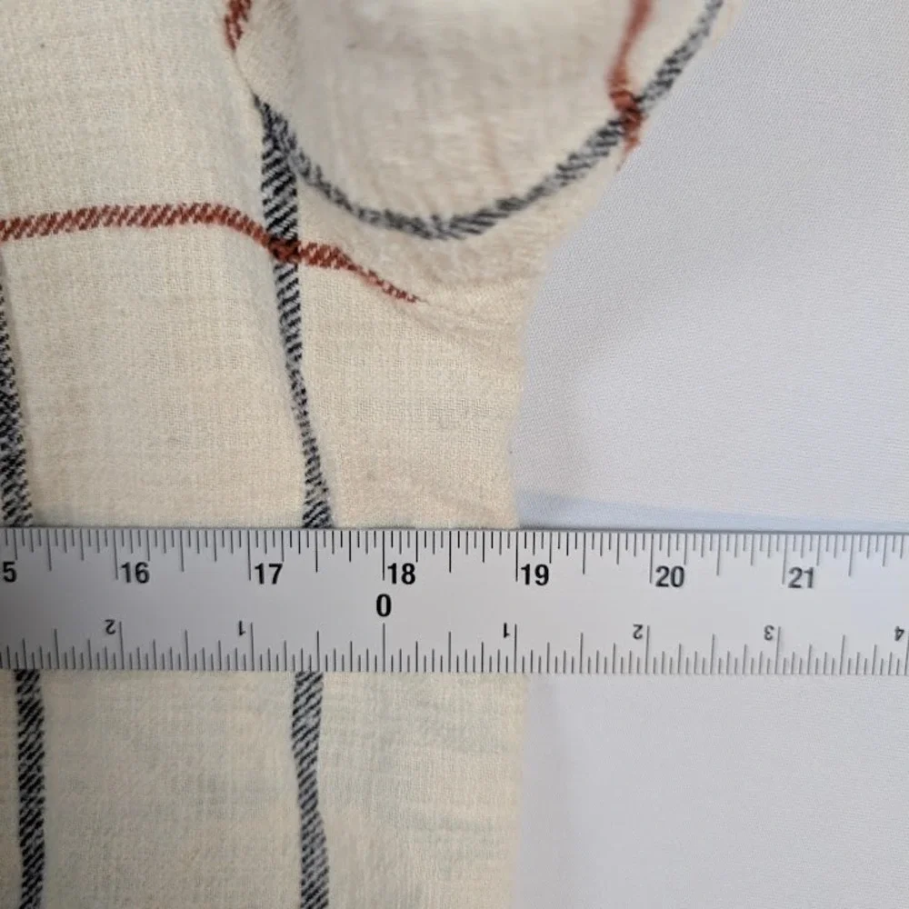 Madewell Button Down Shirt Womens XS Textured Woven Cream Plaid‎ NB571